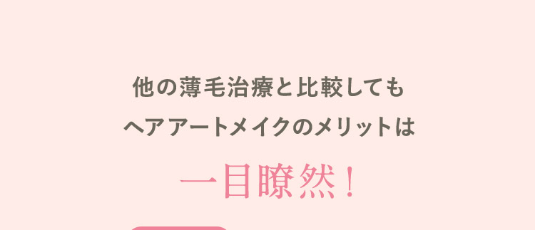 他の薄毛治療と比較しても ヘアアートメイクのメリットは 一目瞭然！