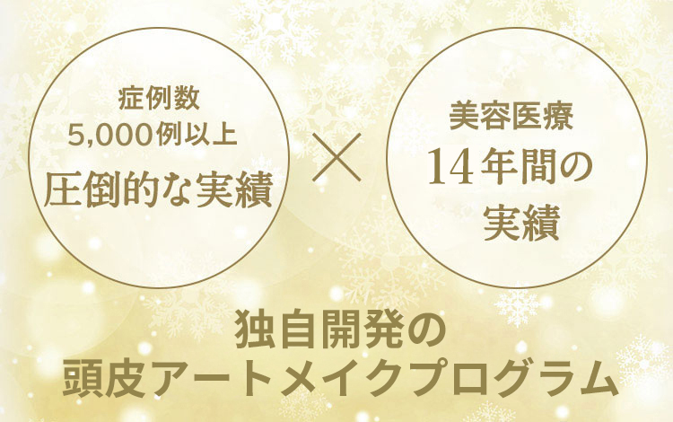 症例数1,000例以上 圧倒的な実績X美容医療脱毛 10年間のノウハウ 独自開発のヘアアートメイクプログラム